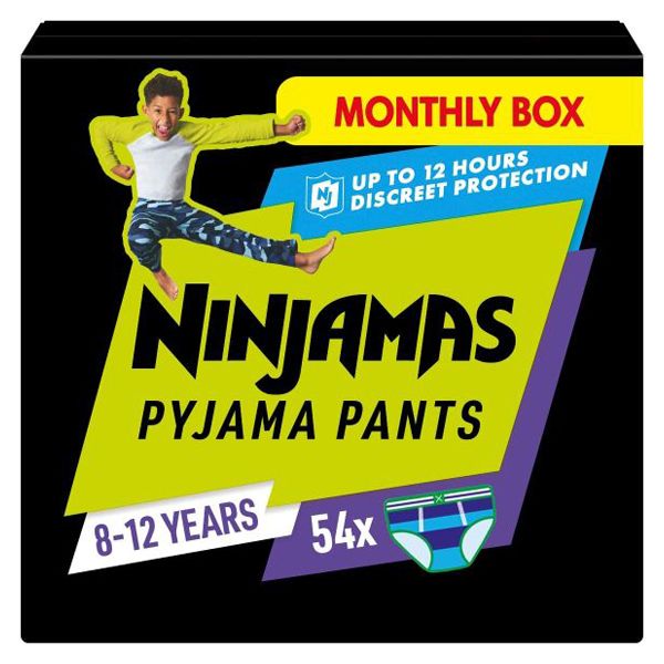 Pampers Ninjamas Boy Pyjama Pants Monthly Pack Πάνες Βρακάκι Νυκτός για Αγόρια 8-12 ετών 27-43kg 54τμχ