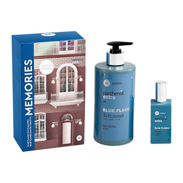 Panthenol Extra Limited Edition Memories Set με Blue Flames 3 σε 1 Καθαριστικό Προσώπου, Σώματος, Μαλλιών 500 ml & Blue Flames Eau De Toilette 50 ml