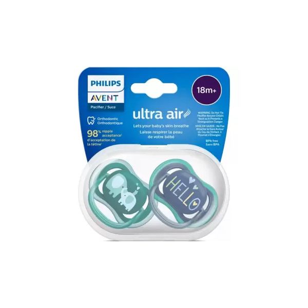 Avent Ultra Air Πιπίλα Σιλικόνης με Μεγάλες Οπές 18m+ (SCF349/18) 2 τμχ